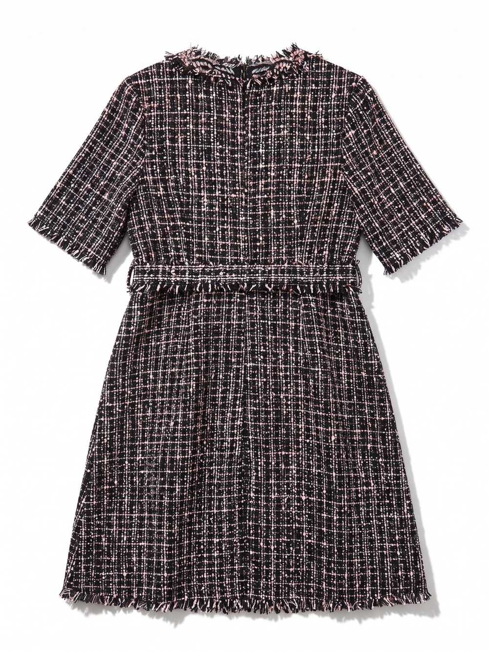 Rickie Freeman Teri Jon Tweed Dress Womens 16 Black NWT Crystal Fringe Pockets - Picture 5 of 13